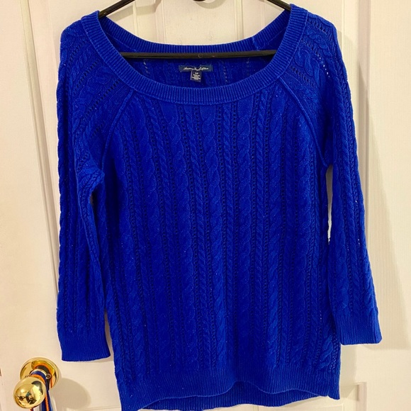 Royal Blue Cable Knit Sweater - Picture 1 of 3